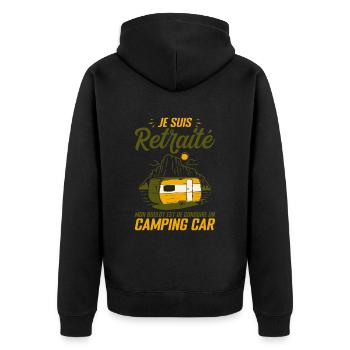 Je Suis Un Retraité Avec Un Camping Car - Veste à capuche bio Premium Unisexe - noir - Dos - Nico (187cm)