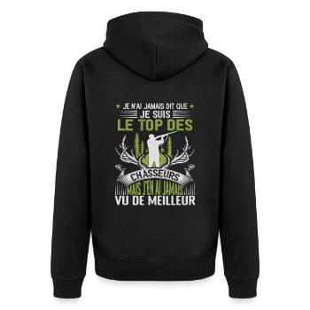 Chasse Pour Homme Cerf Cadeau Chasse Hommes - Veste à capuche bio Premium Unisexe - noir - Dos - Nico (187cm)