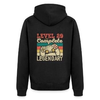 Level 29 Complete, 29 Birthday Gift - Unisex Premium Organic Zip Hoodie - black - Back - Nico (187cm)