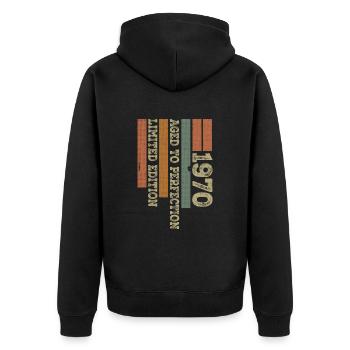 1970 Vintage Retro Birthday Gift Born in 1970 - Unisex Premium Organic Zip Hoodie - black - Back - Nico (187cm)