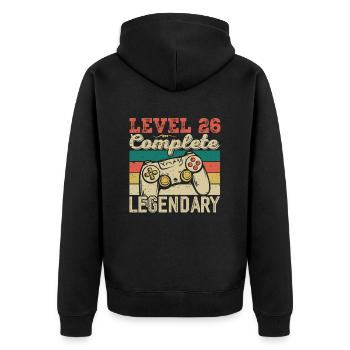 Level 26 Complete, 26th Birthday Gift - Unisex Premium Organic Zip Hoodie - black - Back - Nico (187cm)