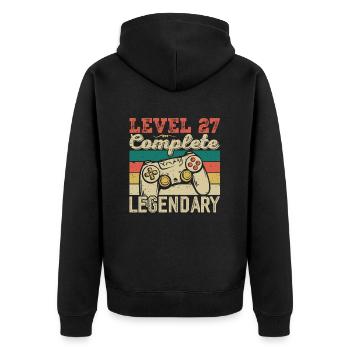Level 27 Complete, 27 Birthday Gift - Unisex Premium Organic Zip Hoodie - black - Back - Nico (187cm)