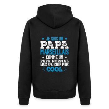 Papa Marseillais Humour - Cadeau Anniversaire Papa - Veste à capuche bio Premium Unisexe - noir - Dos - Nico (187cm)