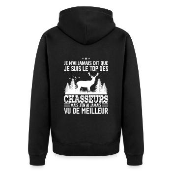 Chasse Pour Homme Cerf Cadeau Chasse Hommes - Veste à capuche bio Premium Unisexe - noir - Dos - Nico (187cm)