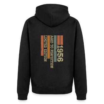 1956 Vintage Retro Birthday Gift Born in 1956 - Unisex Premium Organic Zip Hoodie - black - Back - Nico (187cm)