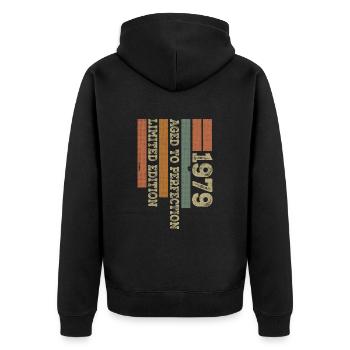 1979 Vintage Retro Birthday Gift Born in 1979 - Unisex Premium Organic Zip Hoodie - black - Back - Nico (187cm)