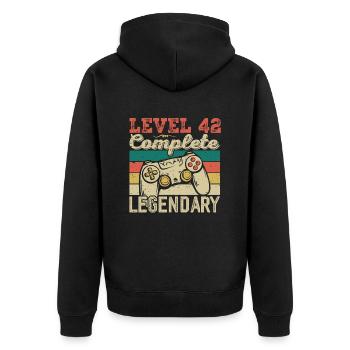 Level 42 Complete, 42 Birthday Gift - Unisex Premium Organic Zip Hoodie - black - Back - Nico (187cm)