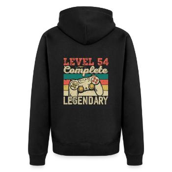 Level 54 Complete, 54 Birthday Gift - Unisex Premium Organic Zip Hoodie - black - Back - Nico (187cm)