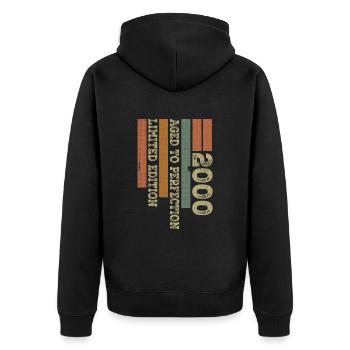 2000 Vintage Retro Birthday Gift Born in 2000 - Unisex Premium Organic Zip Hoodie - black - Back - Nico (187cm)