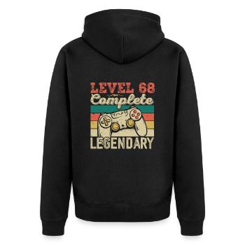 Level 68 Complete, 68 Birthday Gift - Unisex Premium Organic Zip Hoodie - black - Back - Nico (187cm)