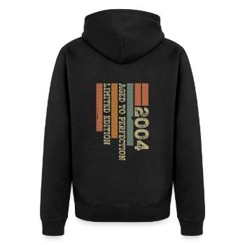 2004 Retro Vintage Jubiläumsgeschenk Geboren im Jahr 2004 - Unisex Premium Bio Zip Hoodie - Schwarz - Hinten - Nico (187cm)