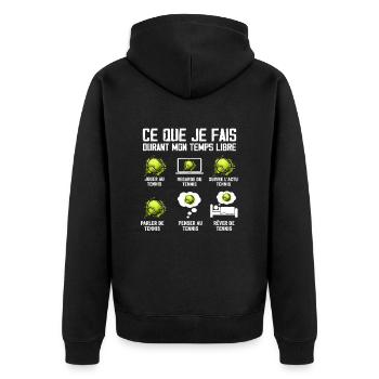 Ce que je fais Temps Libre Tennis - Veste à capuche bio Premium Unisexe - noir - Dos - Nico (187cm)