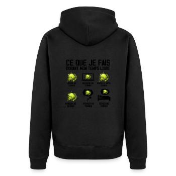 Ce que je fais Temps Libre Tennis - Veste à capuche bio Premium Unisexe - noir - Dos - Nico (187cm)