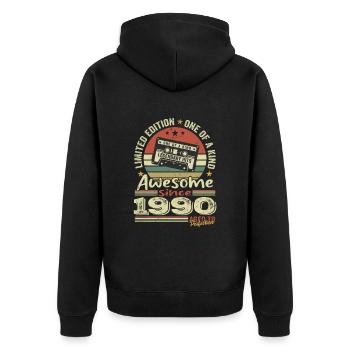Vintage, 1990er Jahre, originales Retro-Jubiläumsgeschenk - Unisex Premium Bio Zip Hoodie - Schwarz - Hinten - Nico (187cm)