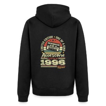 Vintage 1996 Original Retro Geburtstagsgeschenk - Unisex Premium Bio Zip Hoodie - Schwarz - Hinten - Nico (187cm)