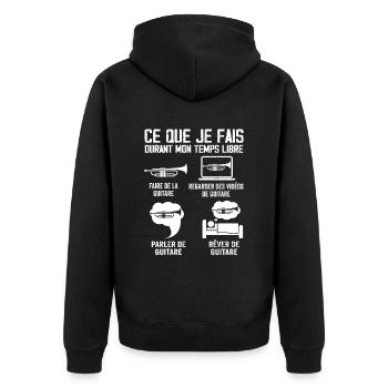 Ce que je fais durant mon temps libre saxophone - Veste à capuche bio Premium Unisexe - noir - Dos - Nico (187cm)