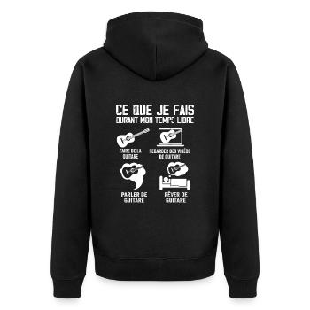 Ce que je fais durant mon temps libre Guitare - Veste à capuche bio Premium Unisexe - noir - Dos - Nico (187cm)