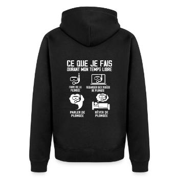 Ce Que Je Fais Durant Mon Temps Libre Plongée - Veste à capuche bio Premium Unisexe - noir - Dos - Nico (187cm)