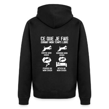 Ce que je fais durant mon temps libre Chien - Veste à capuche bio Premium Unisexe - noir - Dos - Nico (187cm)