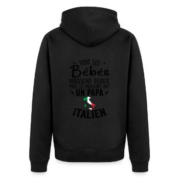 Bébés égaux meilleurs ont un papa Italien - Veste à capuche bio Premium Unisexe - noir - Dos - Nico (187cm)