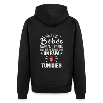 Bébés égaux meilleurs ont un papa Tunisien - Veste à capuche bio Premium Unisexe - noir - Dos - Nico (187cm)