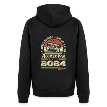 Vintage 2024 Original Retro Birthday Gift - Unisex Premium Organic Zip Hoodie - black - Back - Nico (187cm)