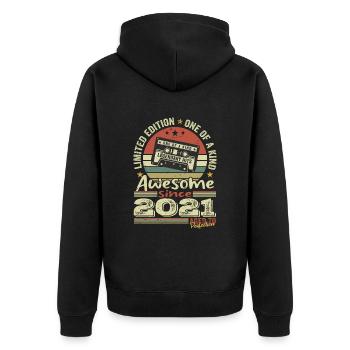 Jahrgang 2021 Original Retro Geburtstagsgeschenk - Unisex Premium Bio Zip Hoodie - Schwarz - Hinten - Nico (187cm)