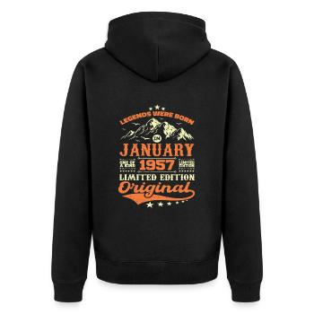 Légendaire Depuis Janvier 1957 Vintage Rétro 1957 - Veste à capuche bio Premium Unisexe - noir - Dos - Nico (187cm)