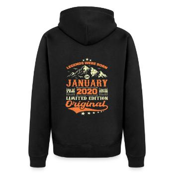 Legendary since January 2020 Vintage Retro 2020 - Unisex Premium Organic Zip Hoodie - black - Back - Nico (187cm)
