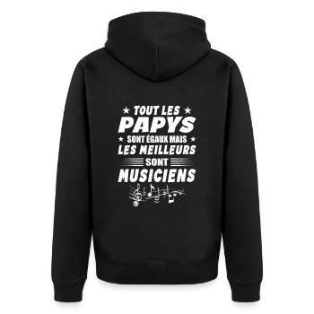 Les Papy Sont égaux Les Meilleurs Sont Musiciens - Veste à capuche bio Premium Unisexe - noir - Dos - Nico (187cm)