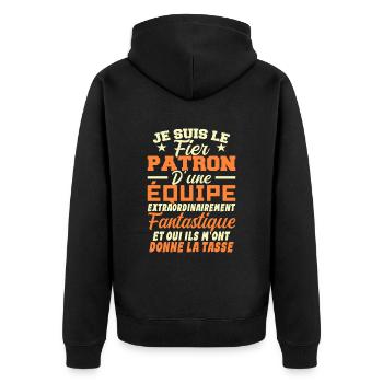 Je Suis Le Fier Patron D'une Equipe - Veste à capuche bio Premium Unisexe - noir - Dos - Nico (187cm)