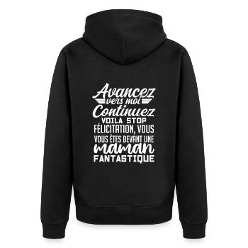 Femme Humour Super Cadeau Pour Maman Marrant Fille - Veste à capuche bio Premium Unisexe - noir - Dos - Nico (187cm)