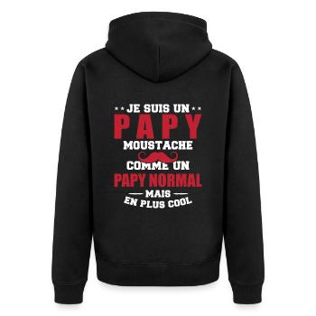 Un papy moustache comme un papy normal - Veste à capuche bio Premium Unisexe - noir - Dos - Nico (187cm)