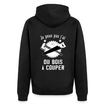 Je Peux Pas J'ai Du Bois à Couper - Veste à capuche bio Premium Unisexe - noir - Dos - Nico (187cm)