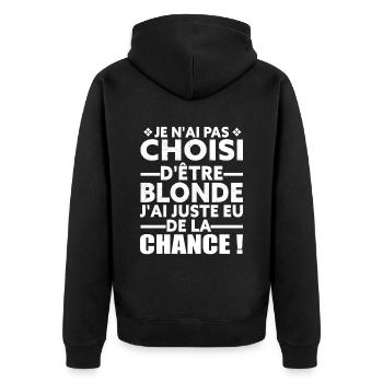 Je n'ai pas Choisi D'être Blonde - Humour Blonde - Veste à capuche bio Premium Unisexe - noir - Dos - Nico (187cm)