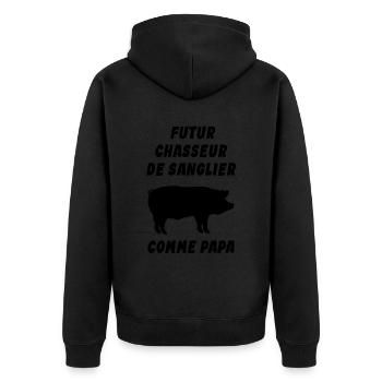 Enfant - Futur Chasseur de Sanglier Comme Papa - Veste à capuche bio Premium Unisexe - noir - Dos - Nico (187cm)