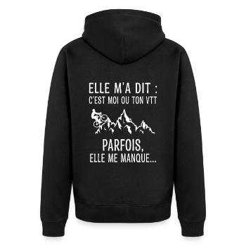 VTT Humoristique Humour - Veste à capuche bio Premium Unisexe - noir - Dos - Nico (187cm)