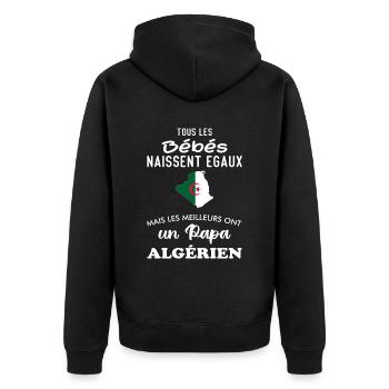 Better Equal Babies Have an Algerian Dad - Unisex Premium Organic Zip Hoodie - black - Back - Nico (187cm)