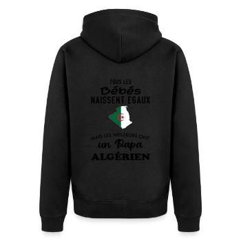 Better Equal Babies Have an Algerian Dad - Unisex Premium Organic Zip Hoodie - black - Back - Nico (187cm)
