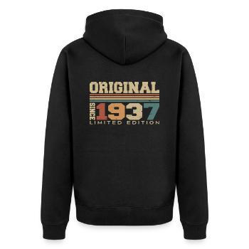 Original 1937 Rétro Cadeau 87 e Anniversaire 1937 - Veste à capuche bio Premium Unisexe - noir - Dos - Nico (187cm)