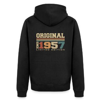 Original 1957 Rétro Cadeau 67 e Anniversaire 1957 - Veste à capuche bio Premium Unisexe - noir - Dos - Nico (187cm)