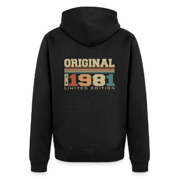 Original 1981 Rétro Cadeau 43e Anniversaire 1981 - Veste à capuche bio Premium Unisexe - noir - Dos - Nico (187cm)