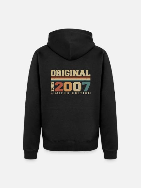 Originale 2007 Retro Regalo 17 ° Anniversario 2007 - Felpa con cappuccio ecologica premium unisex - nero