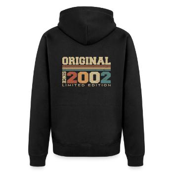 Original 2002 Rétro Cadeau 22e Anniversaire 2002 - Veste à capuche bio Premium Unisexe - noir - Dos - Nico (187cm)