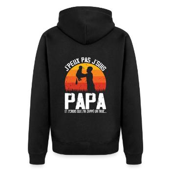 Je Peux Pas Je Suis Papa (couche) - Veste à capuche bio Premium Unisexe - noir - Dos - Nico (187cm)