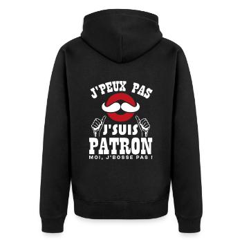 Ich kann nicht, ich bin ein Chef - Unisex Premium Bio Zip Hoodie - Schwarz - Hinten - Nico (187cm)