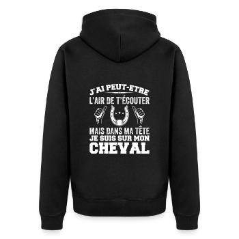 I'm on Horseback - Horse Riding Humor Gift - Unisex Premium Organic Zip Hoodie - black - Back - Nico (187cm)