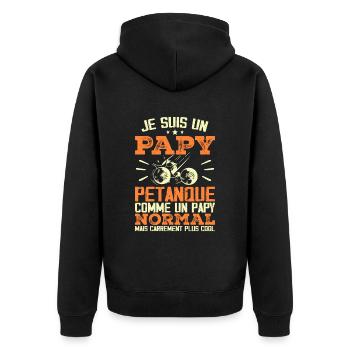 I'm a petanque grandpa - Unisex Premium Organic Zip Hoodie - black - Back - Nico (187cm)