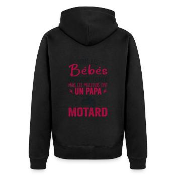 Babies Equal Best Have a Biker Dad - Unisex Premium Organic Zip Hoodie - black - Back - Nico (187cm)