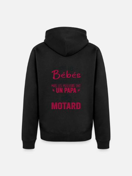 I bambini uguali hanno un papà motociclista - Felpa con cappuccio ecologica premium unisex - nero